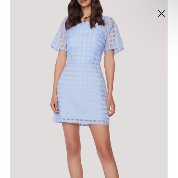Lost + Wander Dresses & Skirts - NWT Lost + Wander Baby Blue Grid Mini Dress XS Short Sleeve